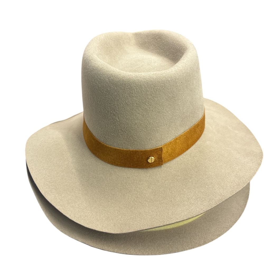 Janessa Leone Cream Hat with Tan Band